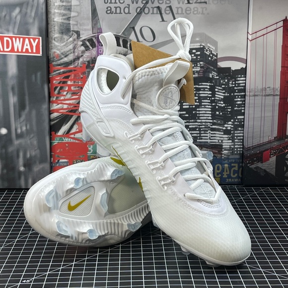 Nike Men's Sz 11.5 Huarache 9 Elite LAX Lacrosse Cleats White/Gold FD0088-100 - Picture 9 of 9